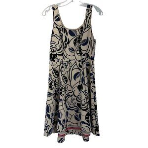 Vanessa Virginia Anthropologie Inkset Ivory Blue Bloom Sleeveless Mini Dress 4